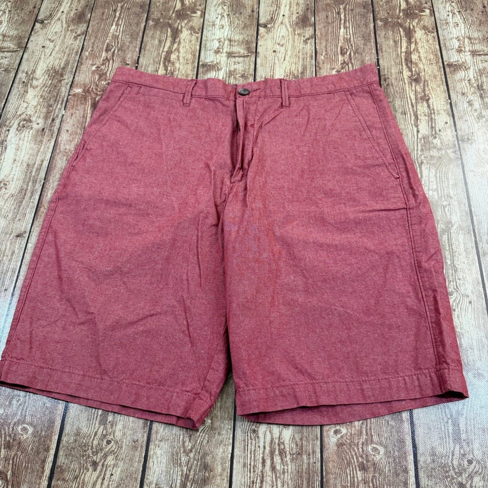 Merona Tailored Fit Chino Shorts Mens 34 Red Casual Cotton Blend